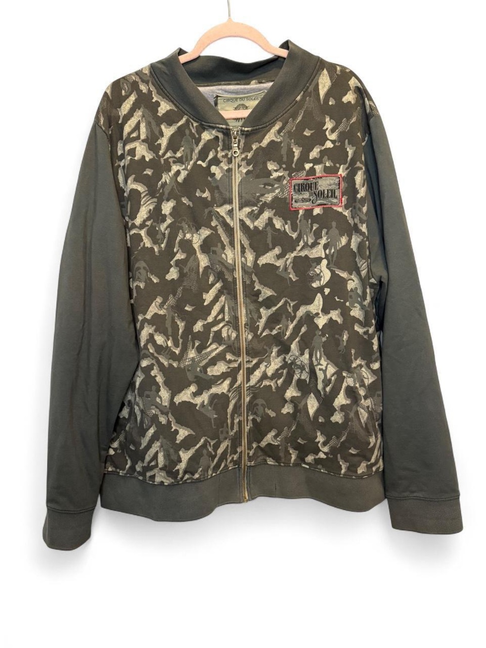 Rare Cirque du Soleil Camo Bomber Zip Jacket Size XXL Streetwear Gorpcore
